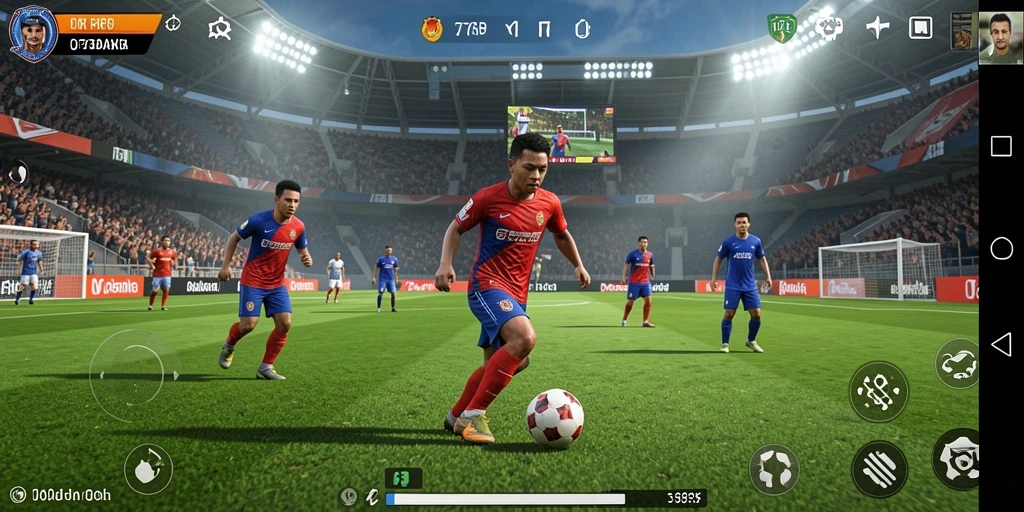 Tangkapan layar gameplay <strong>77RP</strong> menampilkan aksi sepak bola yang mendebarkan.
