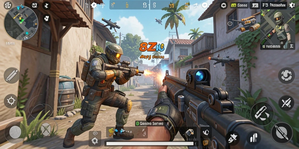 Tangkapan layar gameplay 8ZK yang menegangkan dan penuh aksi.