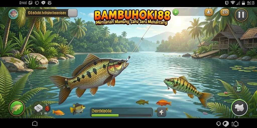 Tampilan gameplay BAMBUHOKI88 dengan serunya memancing ikan.