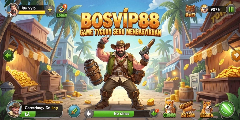 Screenshot gameplay BOSVIP88 menampilkan simulasi pengelolaan bisnis yang seru.