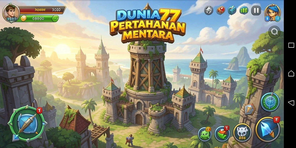 Tampilan menara pertahanan yang memukau dalam DUNIA77.