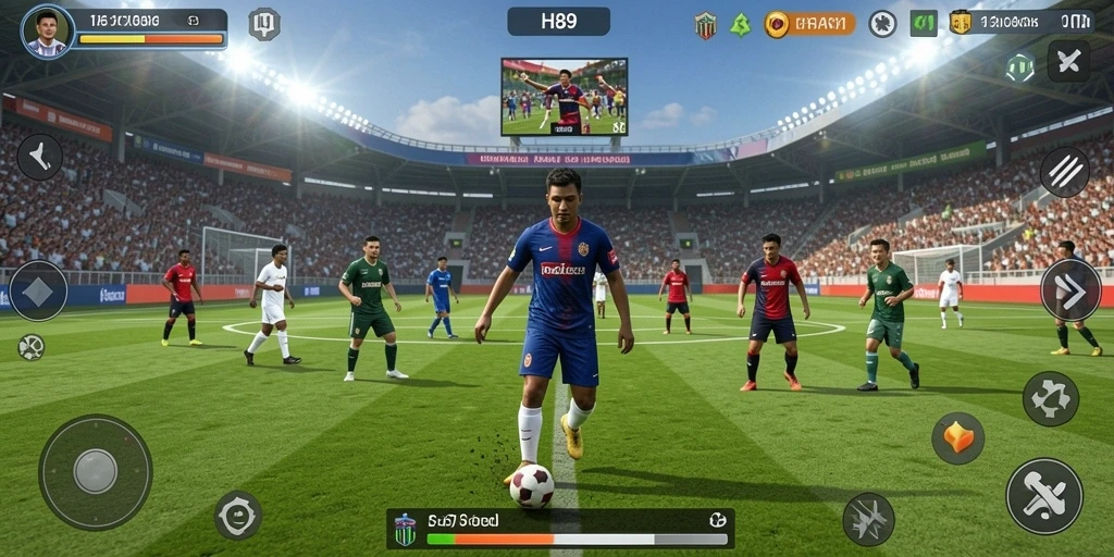 Tampilan gameplay H89 yang mendebarkan dalam pertandingan sepak bola.