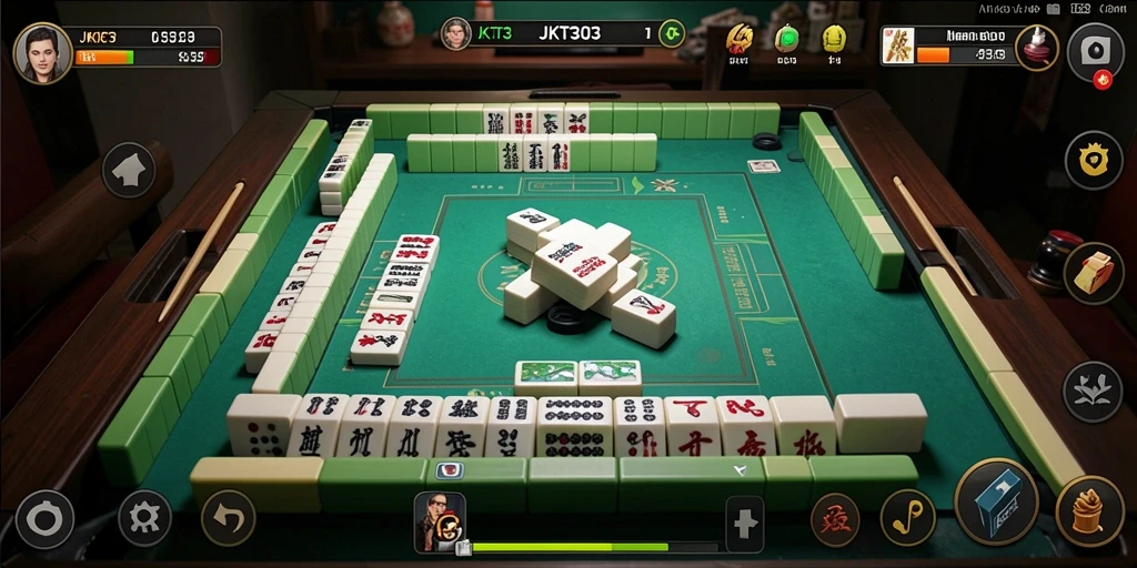 Tampilan gameplay JKT303 dengan efek visual Mahjong yang menarik.