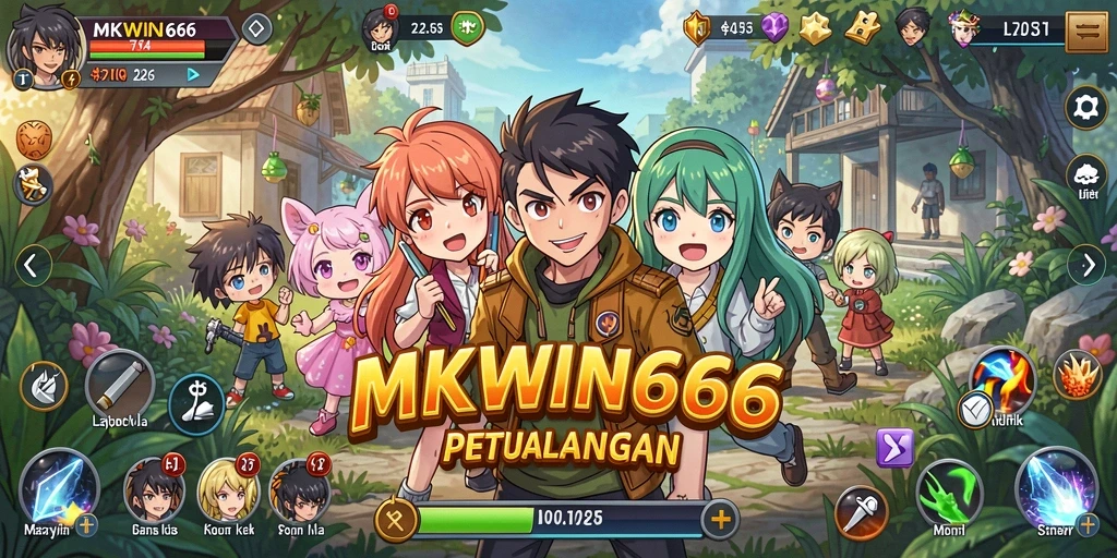 Screenshot gameplay MKWIN666 menunjukkan pertarungan karakter anime yang menarik.