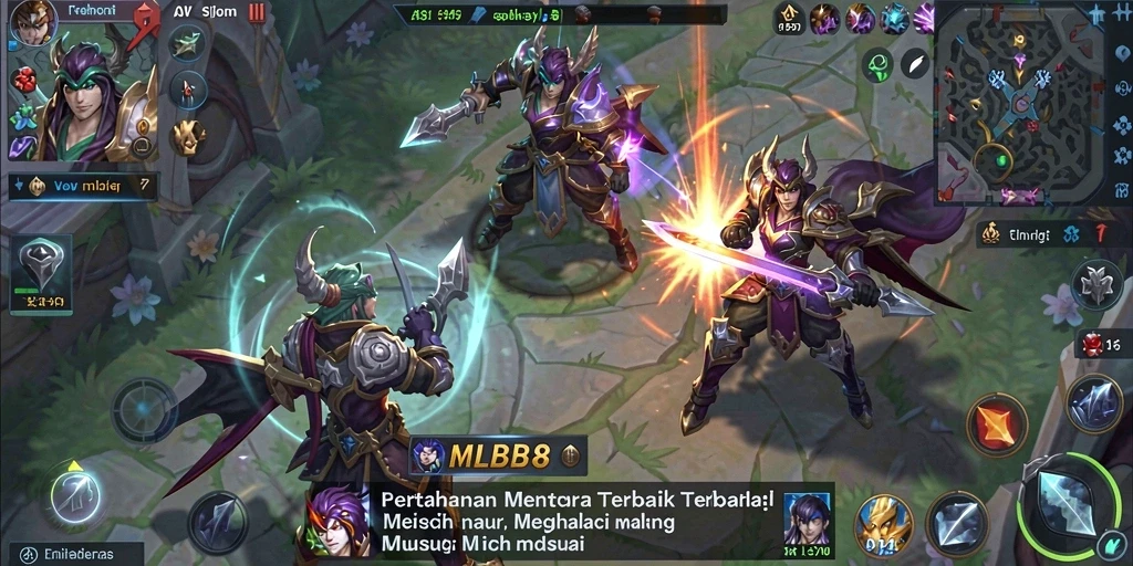 Tampilan menara dan musuh dalam gameplay Tower Defense.