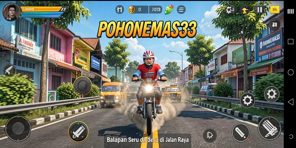 Tampilan gameplay balapan yang mendebarkan dan penuh aksi.
