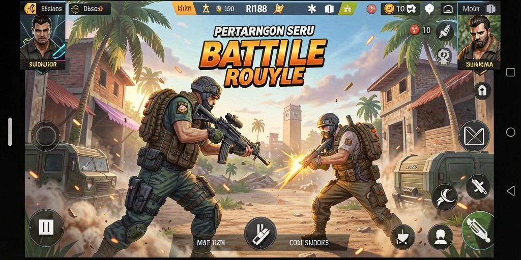 Tampilan gameplay RI188 yang menegangkan dalam pertempuran Battle Royale.