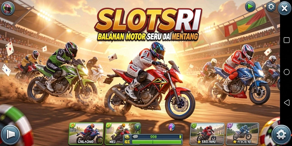 Gameplay seru SLOTSRI dengan balapan motor menantang.